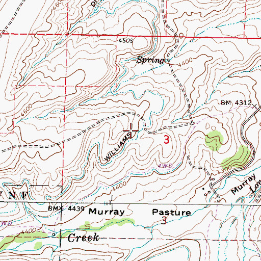 Topographic Map of Williams Ditch, OR