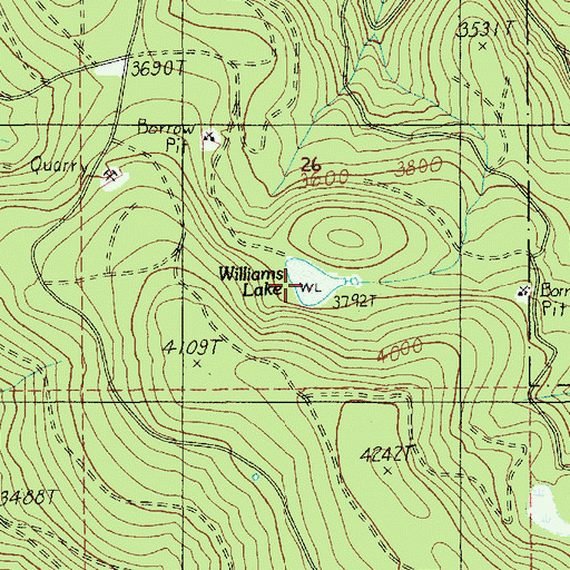 Topographic Map of Williams Lake, OR