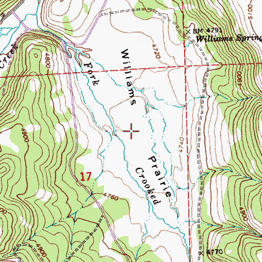 Topographic Map of Williams Prairie, OR