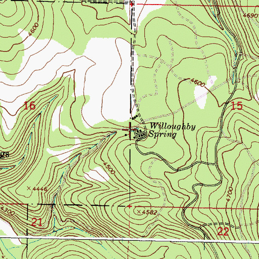 Topographic Map of Willoughby Spring, OR