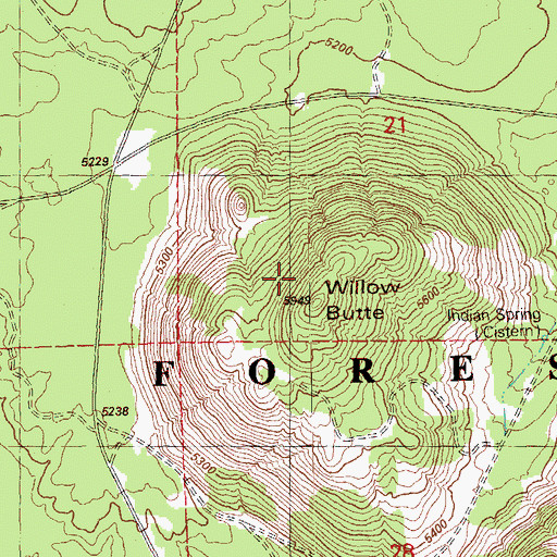 Topographic Map of Willow Butte, OR