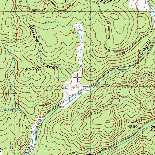 Topographic Map of Willow Creek, OR