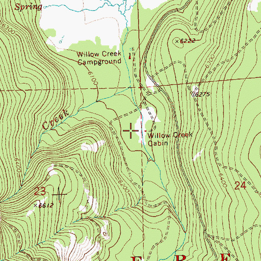 Topographic Map of Willow Creek Cabin, OR