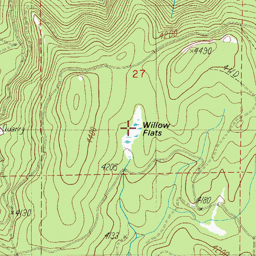 Topographic Map of Willow Flats, OR