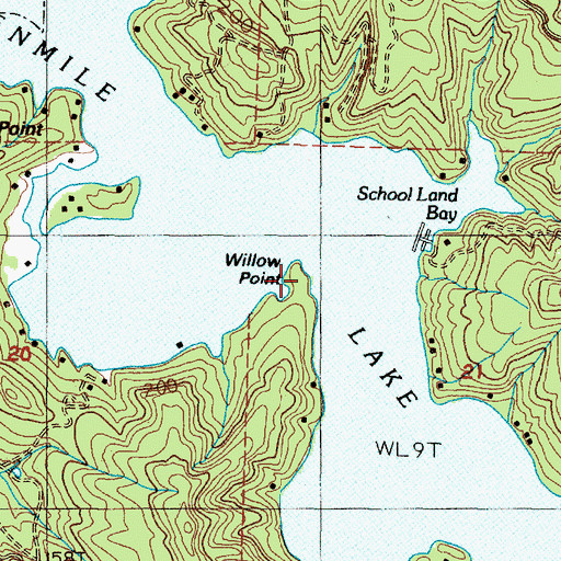 Topographic Map of Willow Point, OR