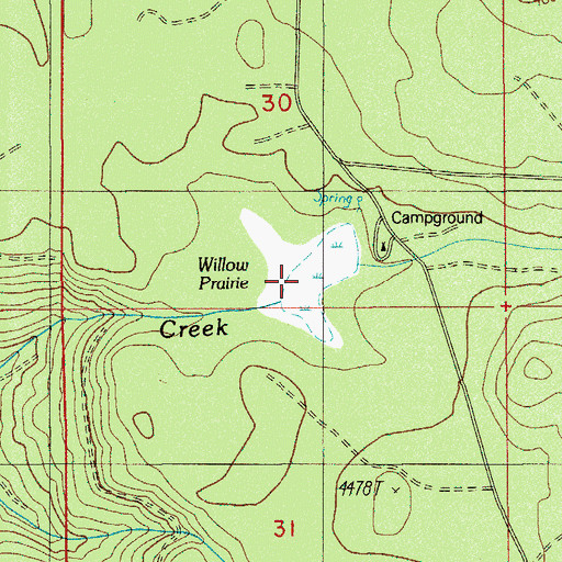 Topographic Map of Willow Prairie, OR