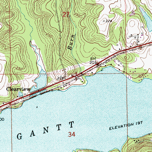 Topographic Map of Burn Branch, AL