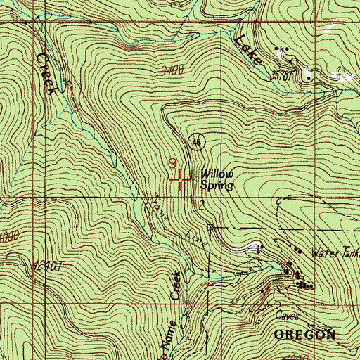 Topographic Map of Willow Spring, OR