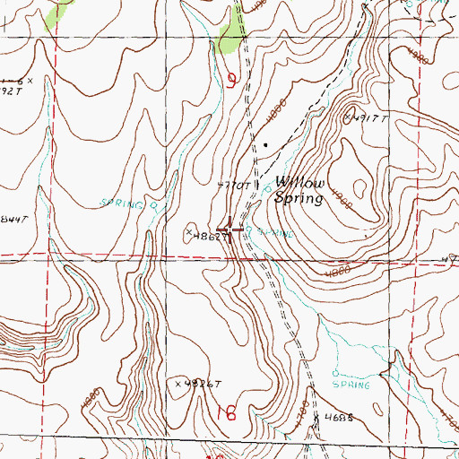 Topographic Map of Willow Spring, OR