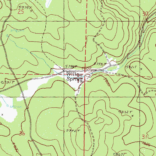 Topographic Map of Willow Spring, OR