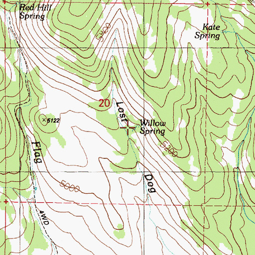 Topographic Map of Willow Spring, OR