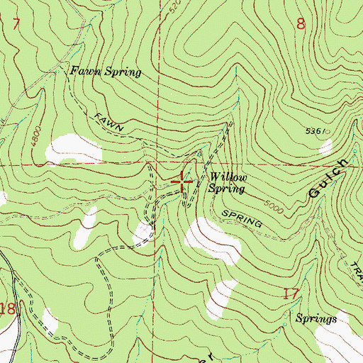 Topographic Map of Willow Spring, OR