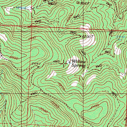 Topographic Map of Willow Spring, OR