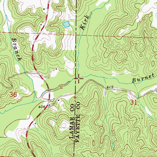 Topographic Map of Burnet Branch, AL