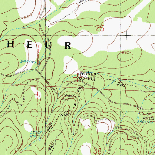 Topographic Map of Willow Spring, OR