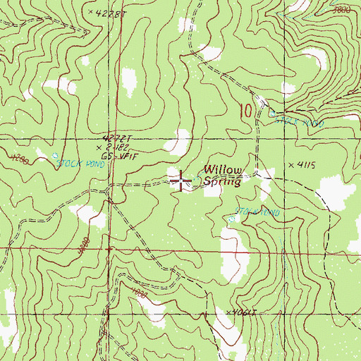 Topographic Map of Willow Spring, OR