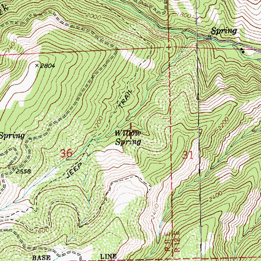 Topographic Map of Willow Spring, OR