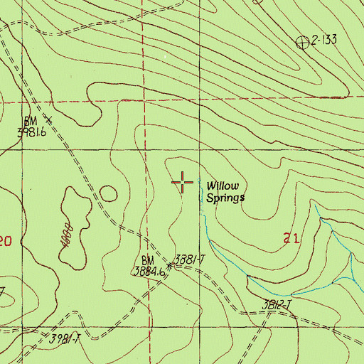 Topographic Map of Willow Springs, OR