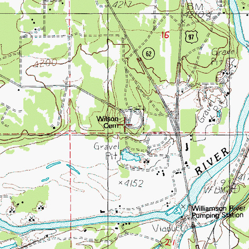 Topographic Map of Wilson Cemetery, OR