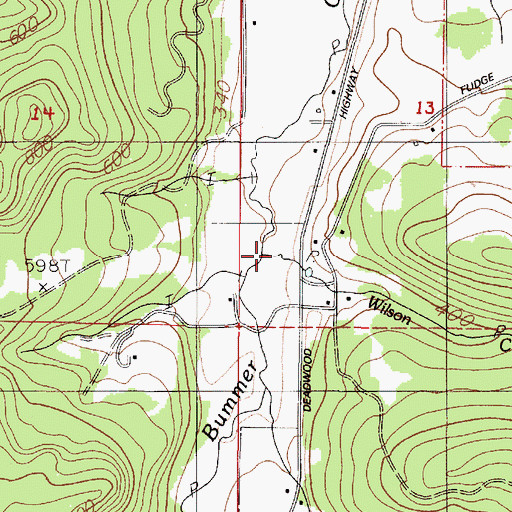 Topographic Map of Wilson Creek, OR