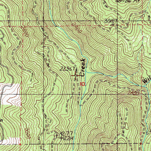 Topographic Map of Wilson Creek, OR