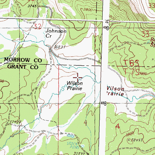 Topographic Map of Wilson Prairie, OR