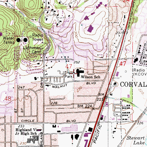 Topographic Map of Wilson Elementary School, OR