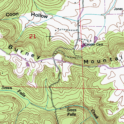 Topographic Map of Burney Mountain, AL