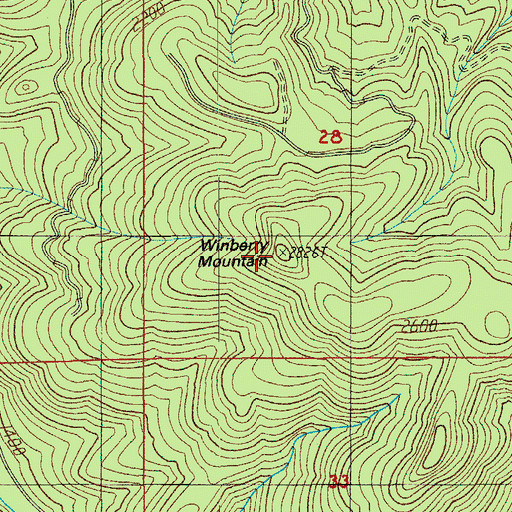 Topographic Map of Winberry Mountain, OR
