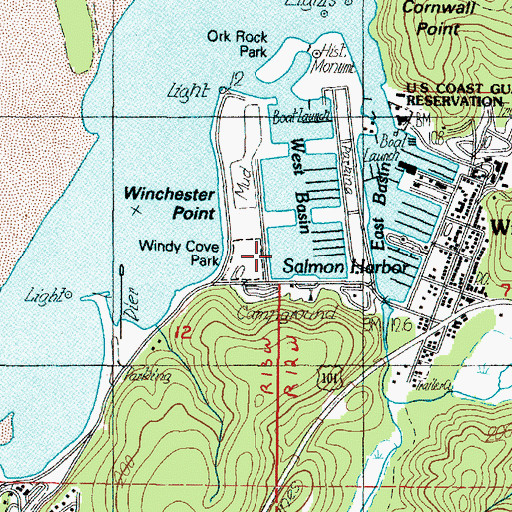 Topographic Map of Winchester Bay, OR