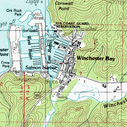Topographic Map of Winchester Bay, OR