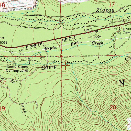 Topographic Map of Wind Creek, OR