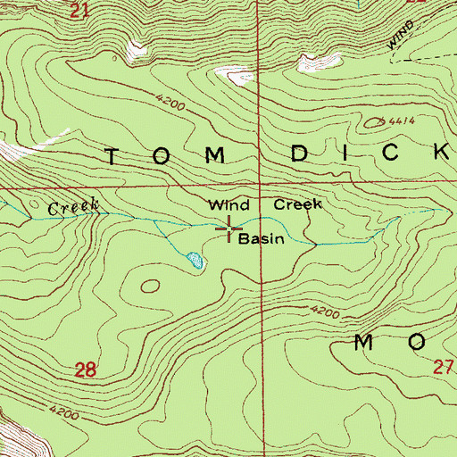 Topographic Map of Wind Creek Basin, OR