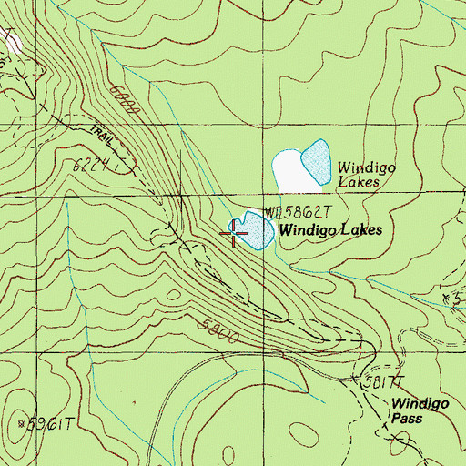 Topographic Map of Windigo Lakes, OR