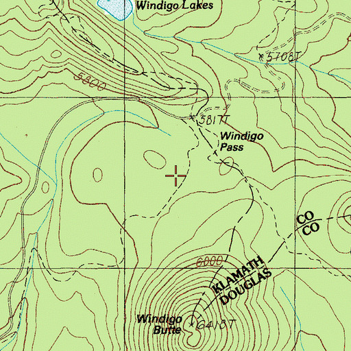 Topographic Map of Windigo Pass, OR