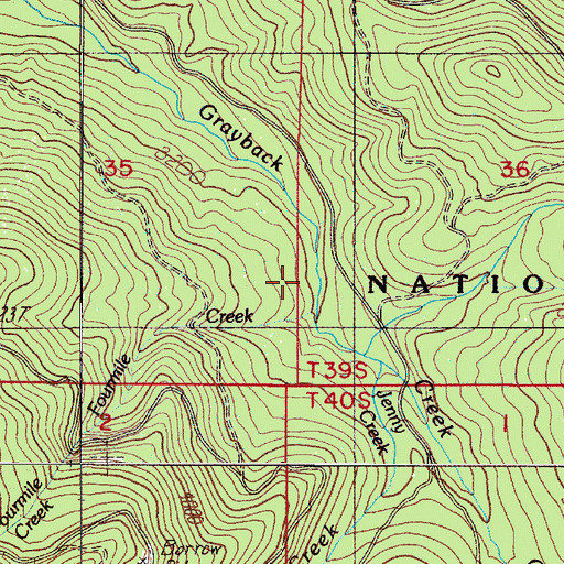 Topographic Map of Windy Creek, OR