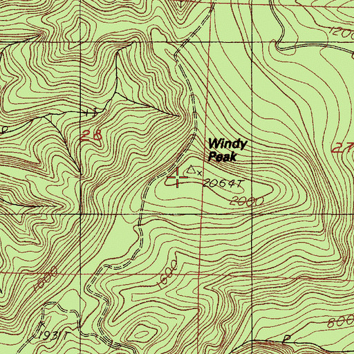 Topographic Map of Windy Peak, OR