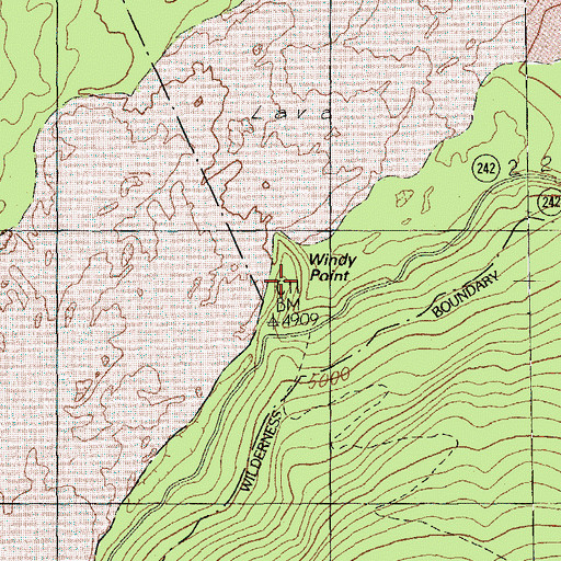 Topographic Map of Windy Point, OR