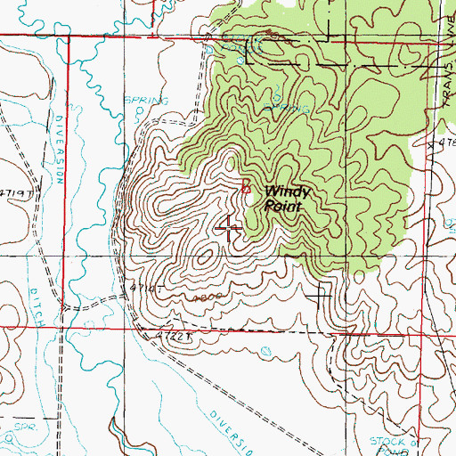 Topographic Map of Windy Point, OR