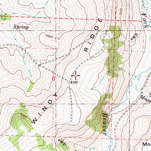 Topographic Map of Windy Ridge, OR