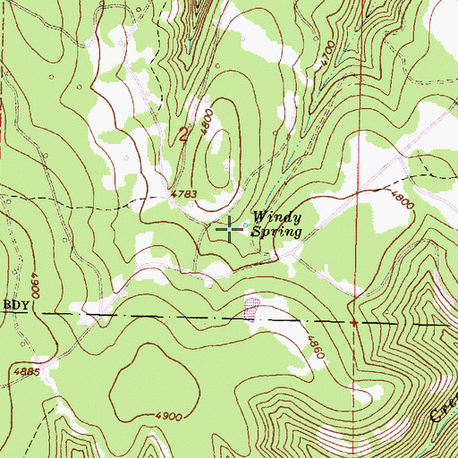 Topographic Map of Windy Spring, OR
