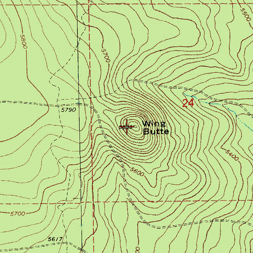 Topographic Map of Wing Butte, OR
