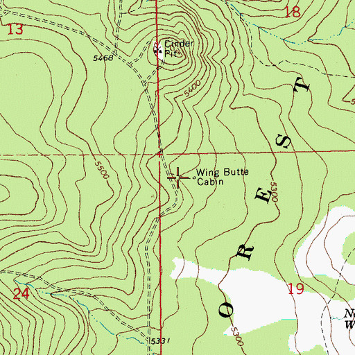 Topographic Map of Wing Butte Cabin, OR