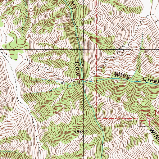 Topographic Map of Wing Creek, OR