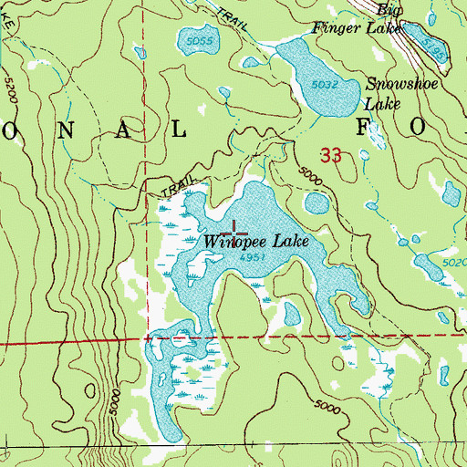 Topographic Map of Winopee Lake, OR