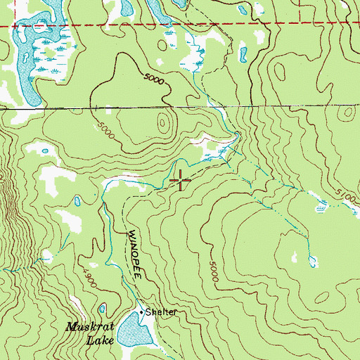Topographic Map of Winopee Lake Trail, OR