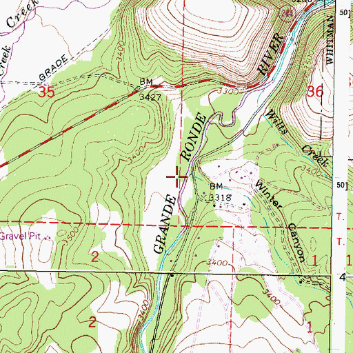 Topographic Map of Winter Canyon, OR