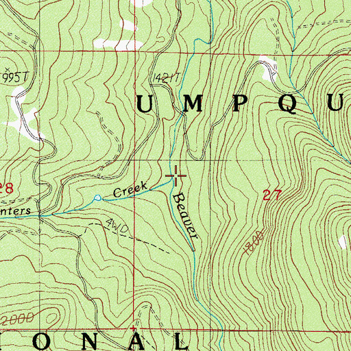 Topographic Map of Winters Creek, OR