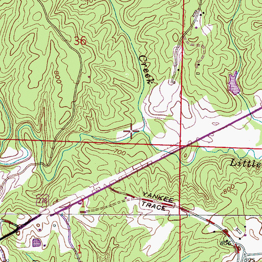 Topographic Map of Burns Creek, AL