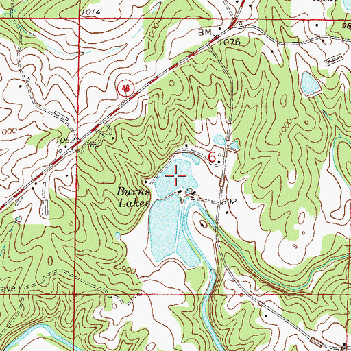 Topographic Map of Burns Lakes, AL